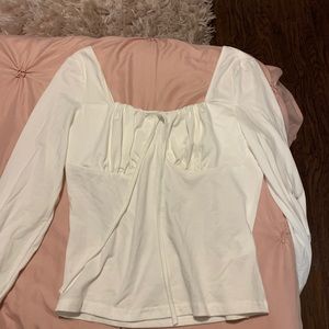 White long sleeve tie front